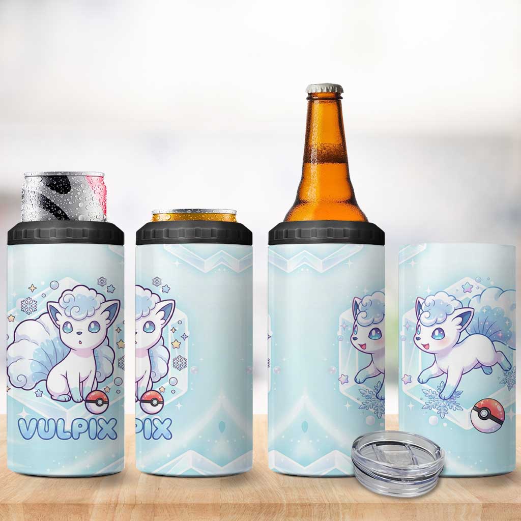 Vulpix 4 in 1 Can Cooler Tumbler Frosted Pastel Ice Crystal Art