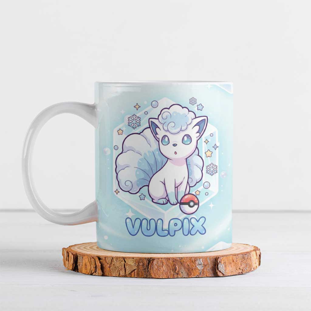 Vulpix Ceramic Mug Frosted Pastel Ice Crystal Art