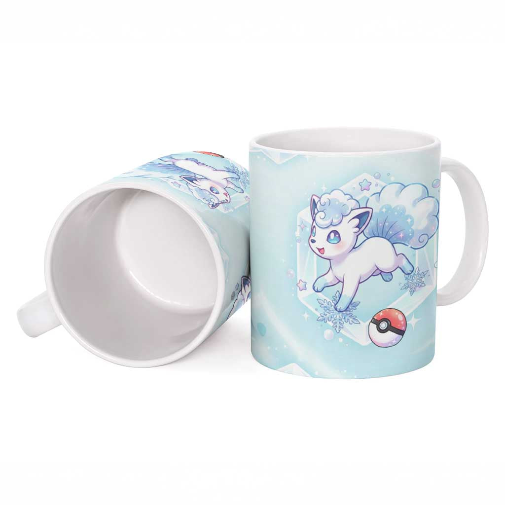 Vulpix Ceramic Mug Frosted Pastel Ice Crystal Art