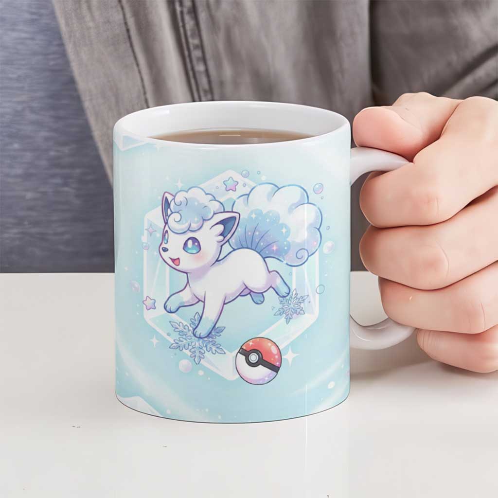 Vulpix Ceramic Mug Frosted Pastel Ice Crystal Art
