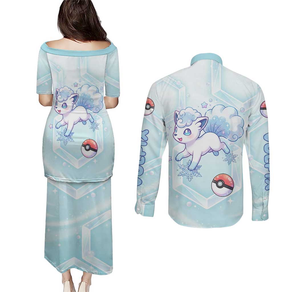 Vulpix Couples Matching Puletasi and Long Sleeve Button Shirt Frosted Pastel Ice Crystal Art