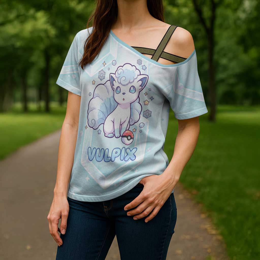 Vulpix Cross Shoulder Shirt Frosted Pastel Ice Crystal Art