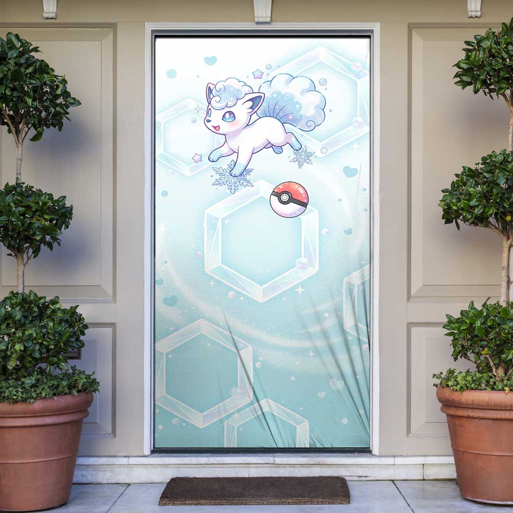 Vulpix Door Cover Frosted Pastel Ice Crystal Art