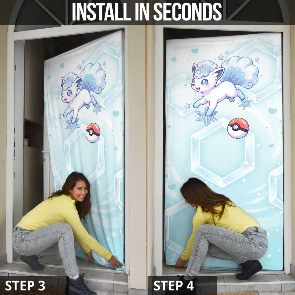 Vulpix Door Cover Frosted Pastel Ice Crystal Art