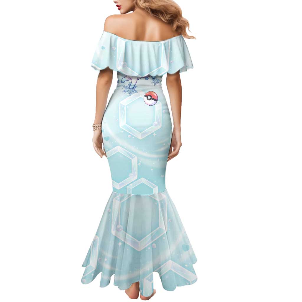 Vulpix Family Matching Mermaid Dress and Hawaiian Shirt Frosted Pastel Ice Crystal Art