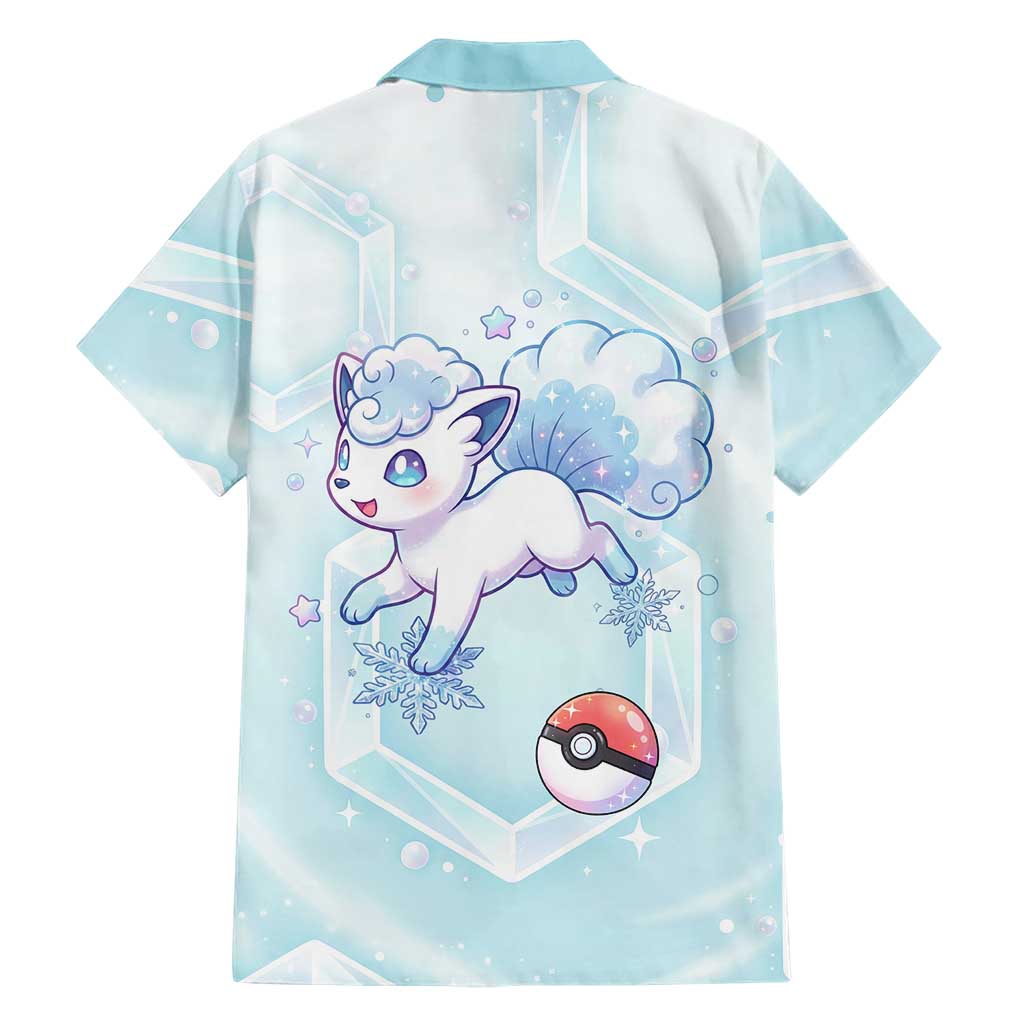 Vulpix Family Matching Summer Maxi Dress and Hawaiian Shirt Frosted Pastel Ice Crystal Art