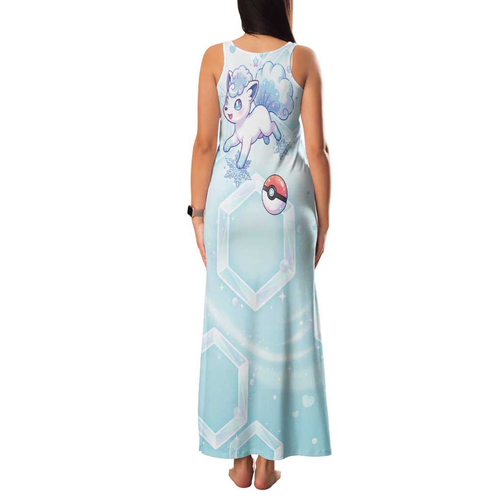 Vulpix Family Matching Tank Maxi Dress and Hawaiian Shirt Frosted Pastel Ice Crystal Art