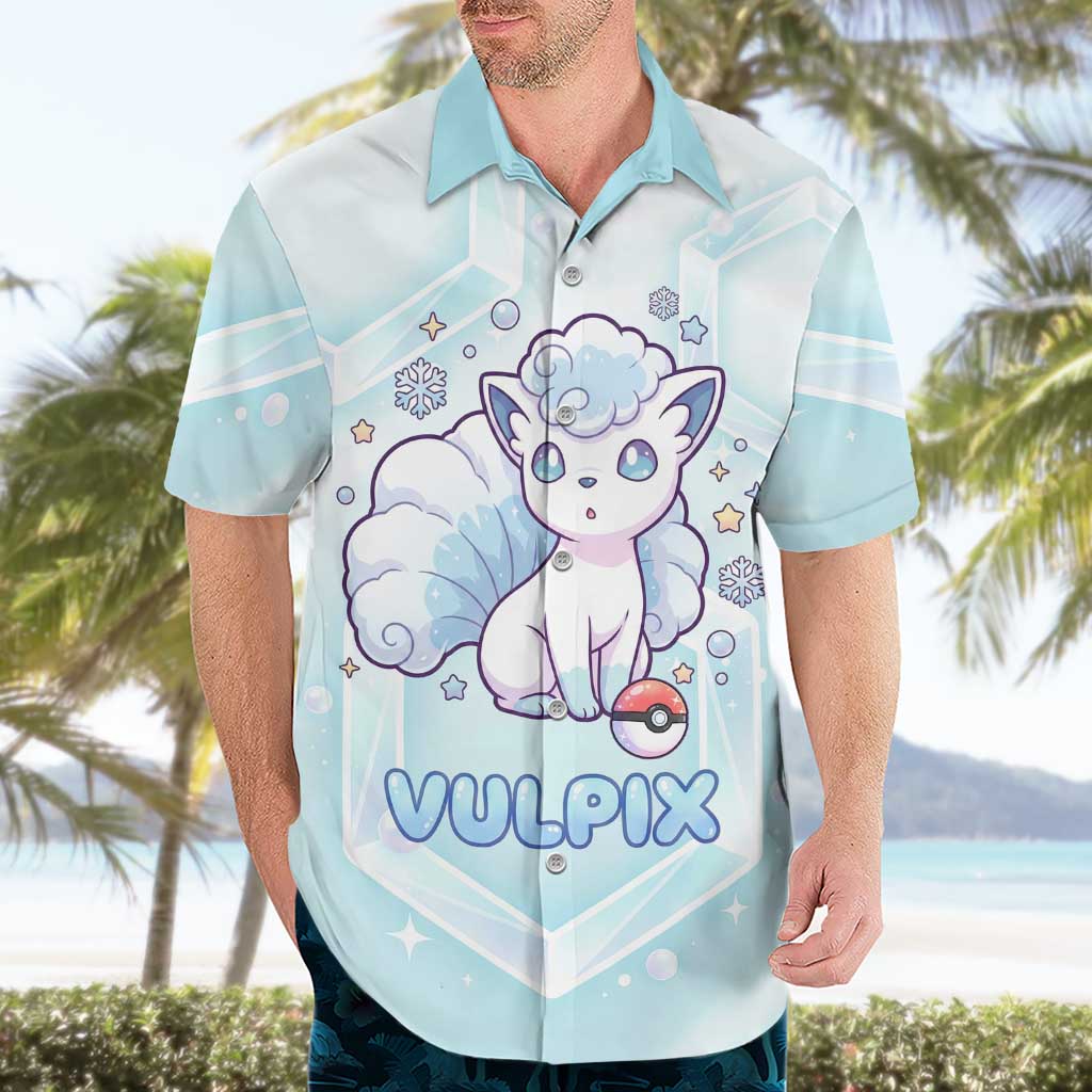 Vulpix Hawaiian Shirt Frosted Pastel Ice Crystal Art