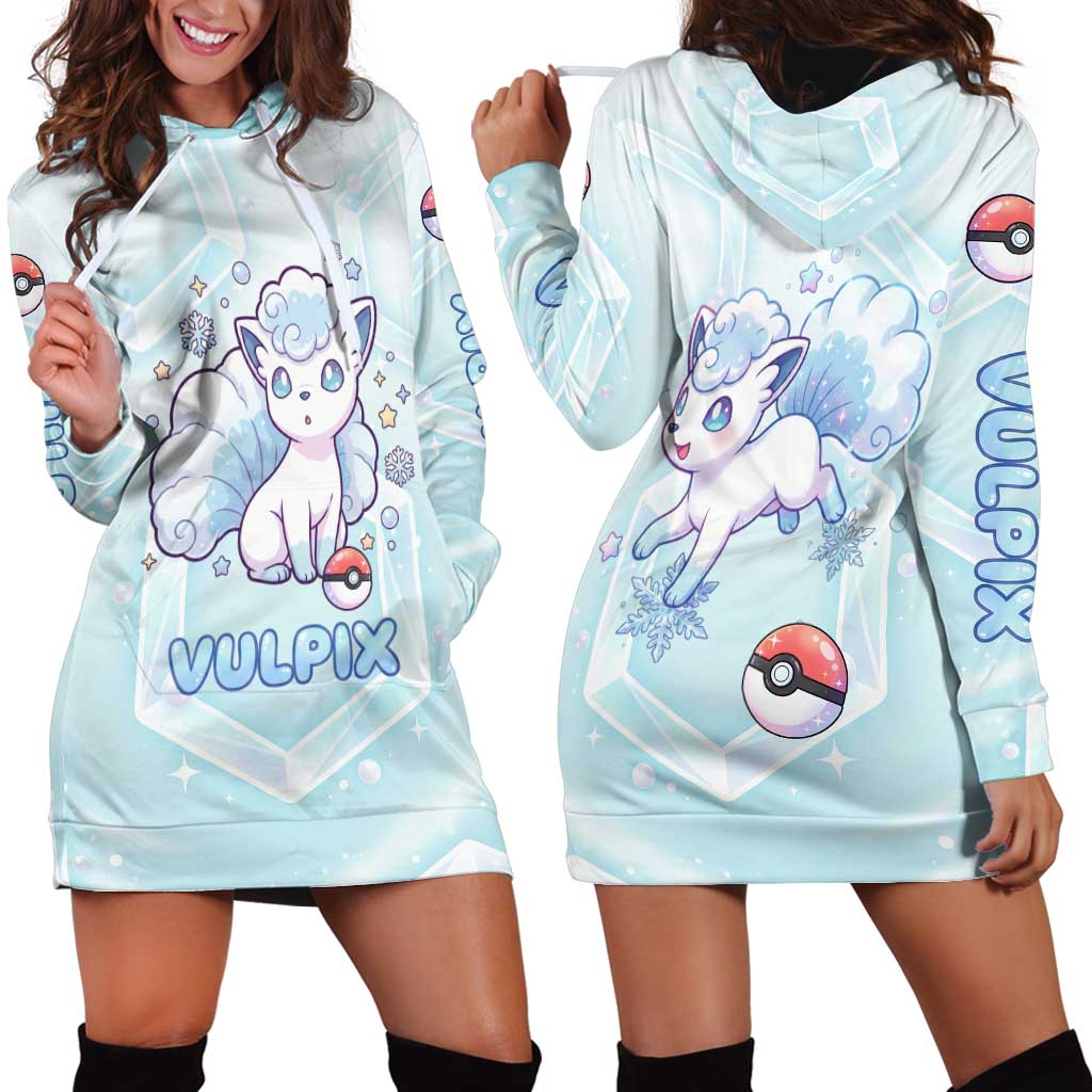 Vulpix Hoodie Dress Frosted Pastel Ice Crystal Art
