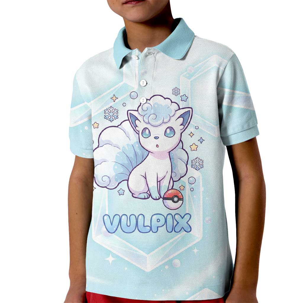 Vulpix Kid Polo Shirt Frosted Pastel Ice Crystal Art