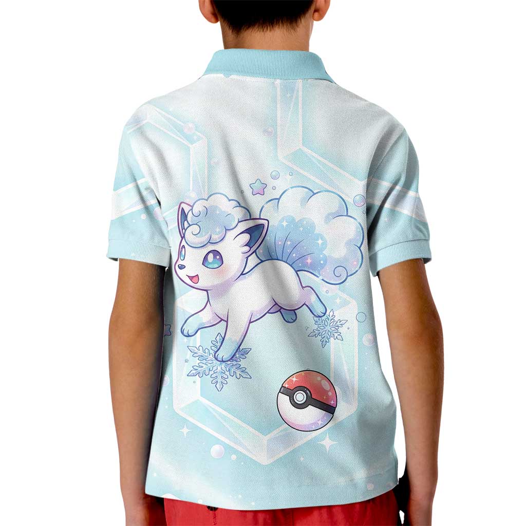 Vulpix Kid Polo Shirt Frosted Pastel Ice Crystal Art
