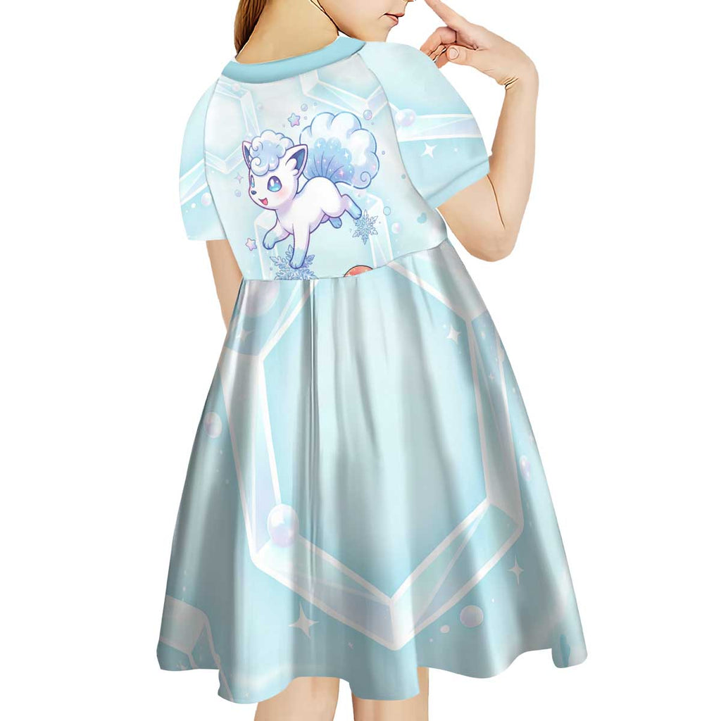 Vulpix Kid Short Sleeve Dress Frosted Pastel Ice Crystal Art