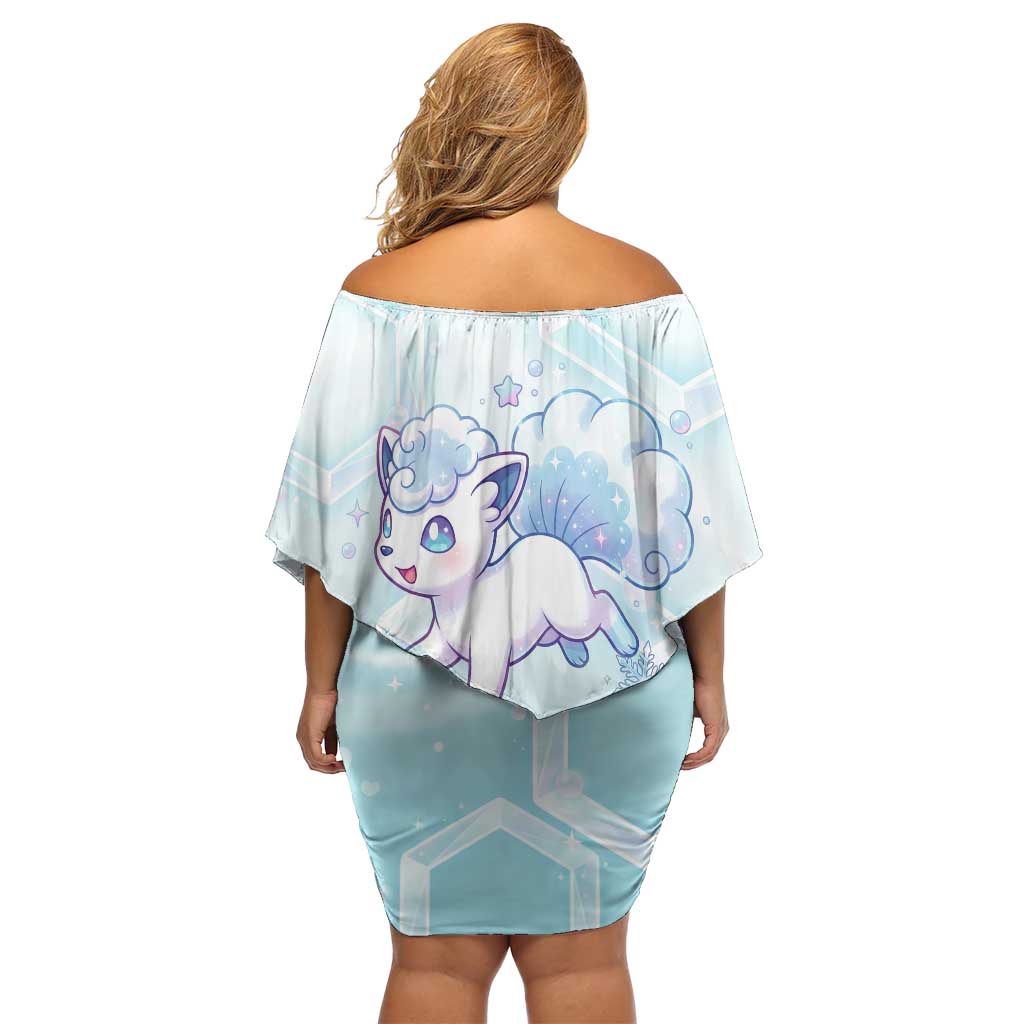 Vulpix Off Shoulder Short Dress Frosted Pastel Ice Crystal Art