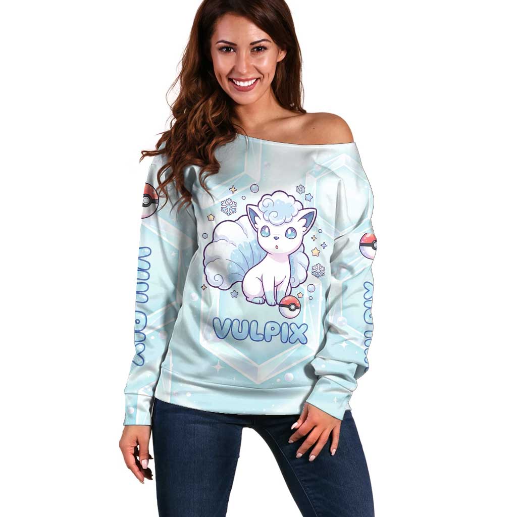 Vulpix Off Shoulder Sweater Frosted Pastel Ice Crystal Art
