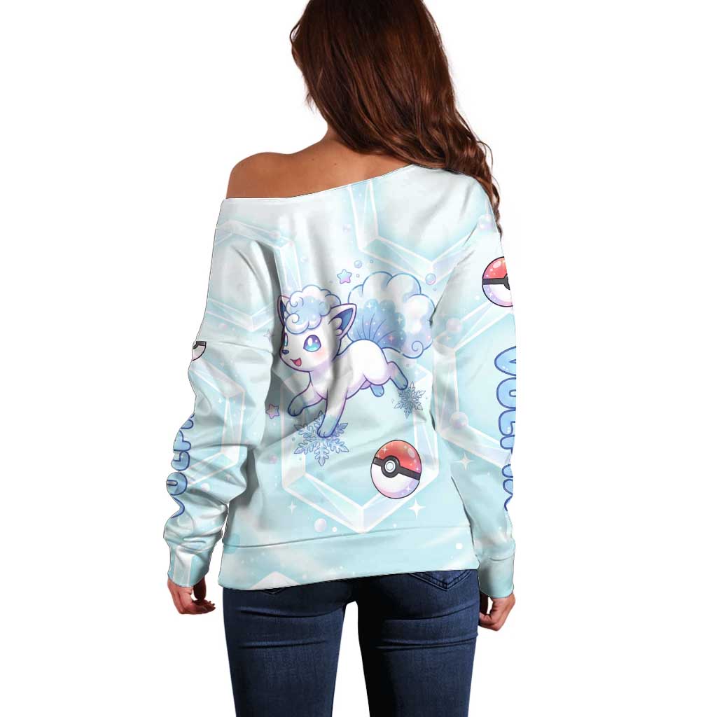 Vulpix Off Shoulder Sweater Frosted Pastel Ice Crystal Art