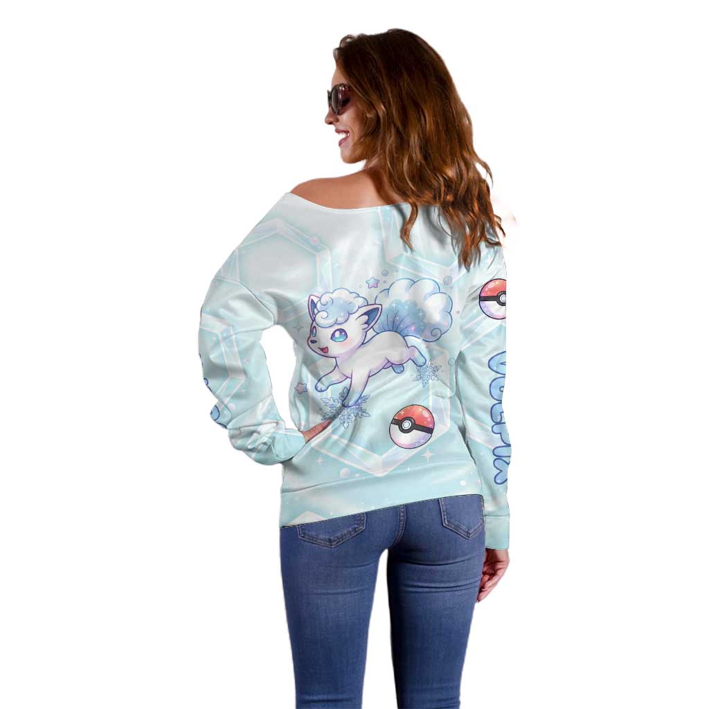Vulpix Off Shoulder Sweater Frosted Pastel Ice Crystal Art