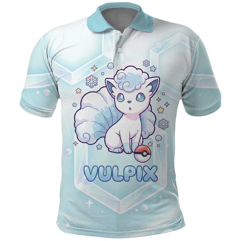 Vulpix Polo Shirt Frosted Pastel Ice Crystal Art