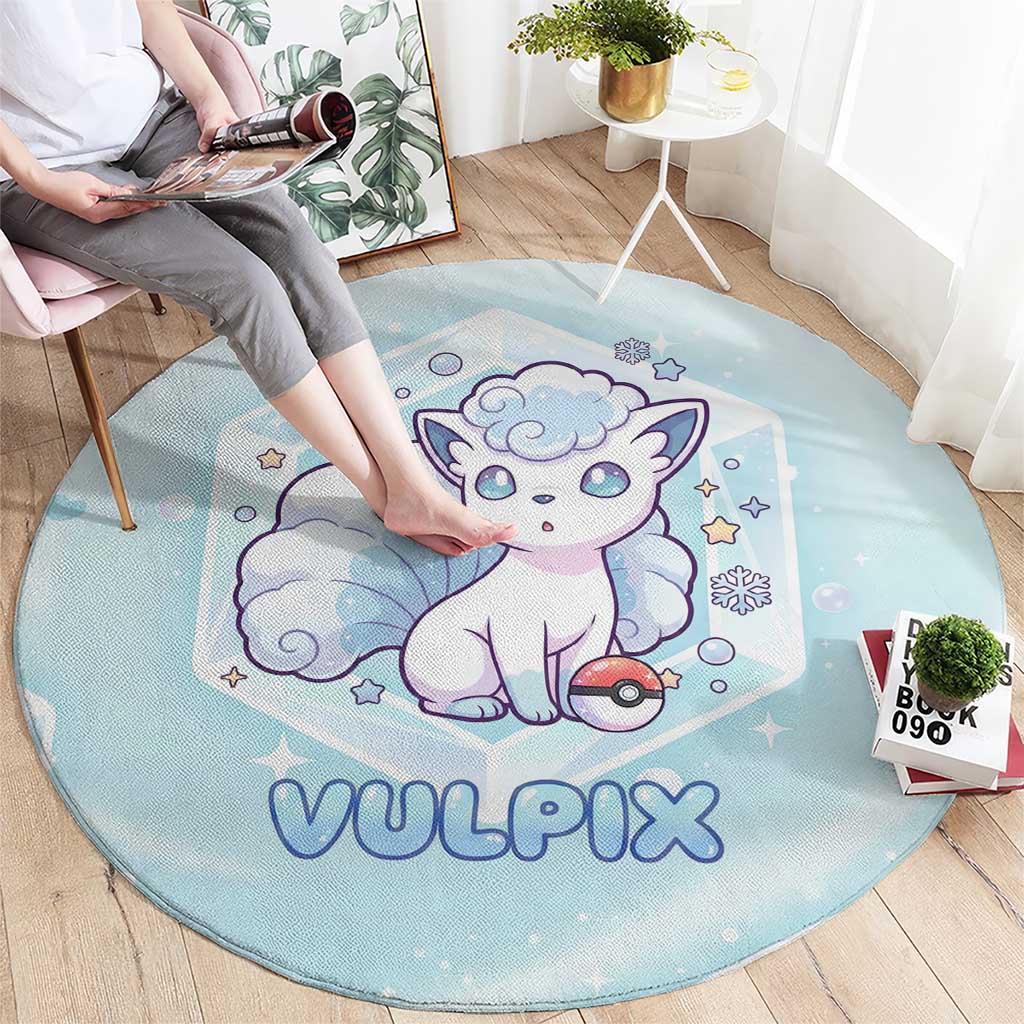 Vulpix Round Carpet Frosted Pastel Ice Crystal Art
