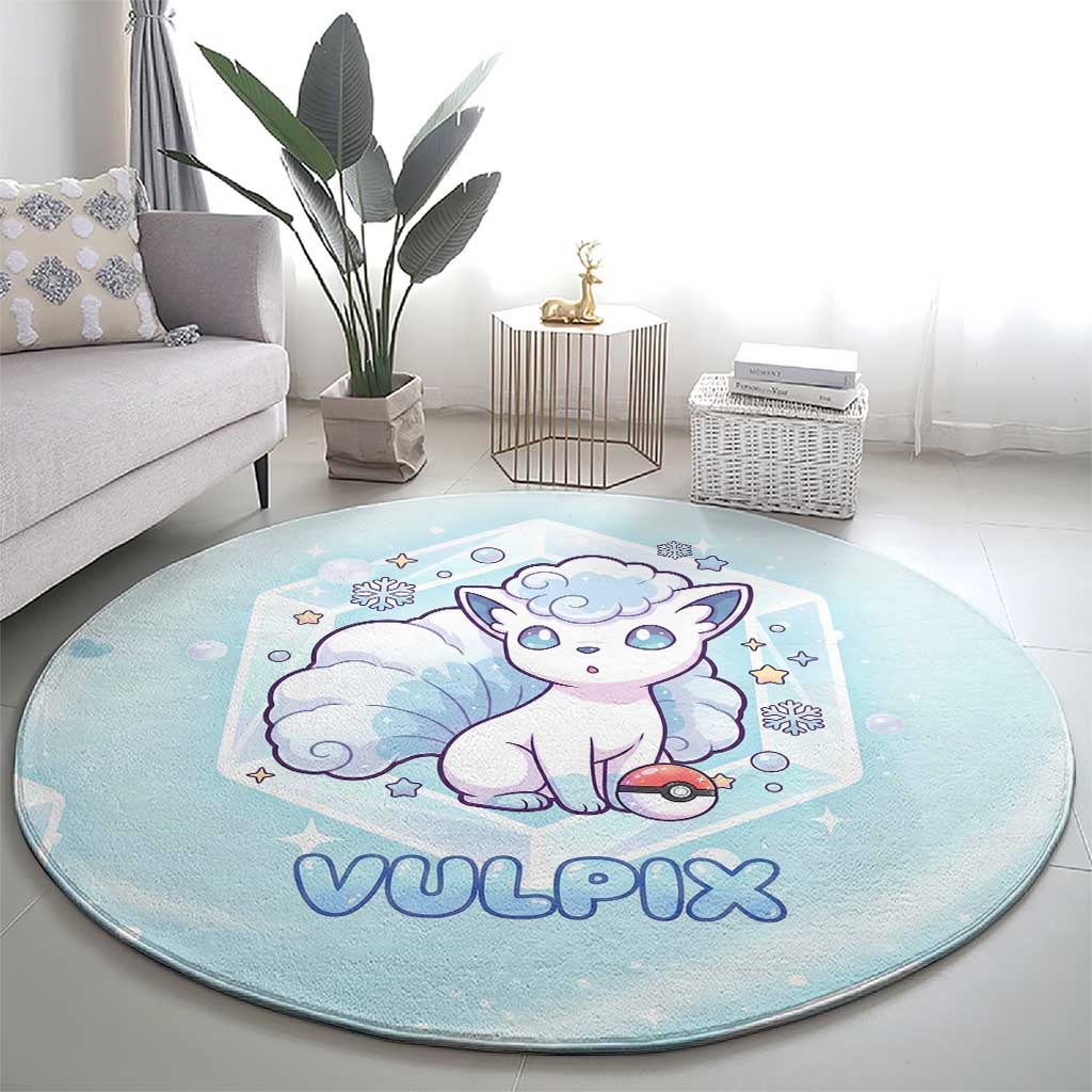 Vulpix Round Carpet Frosted Pastel Ice Crystal Art
