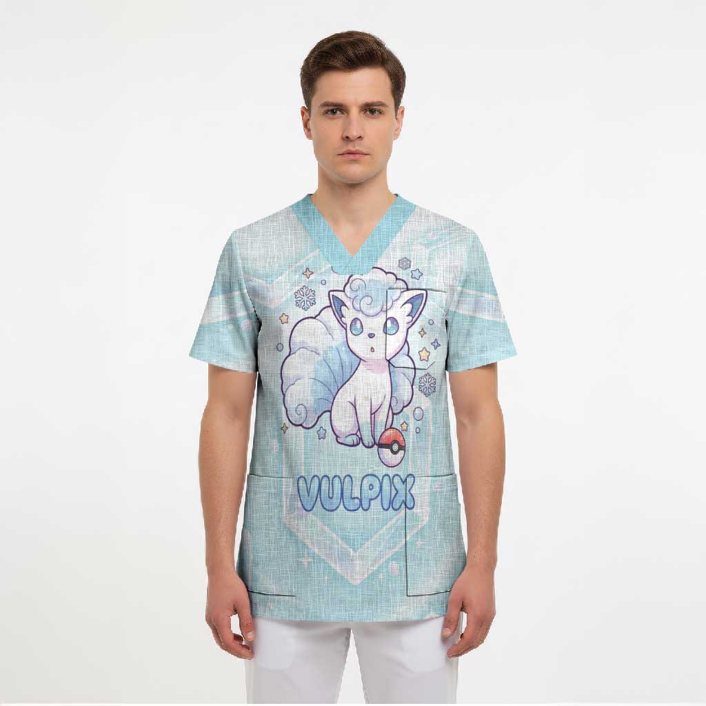 Vulpix Scrub Top Frosted Pastel Ice Crystal Art