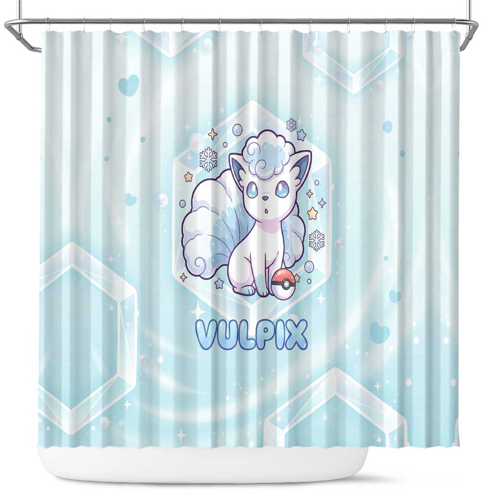 Vulpix Shower Curtain Frosted Pastel Ice Crystal Art