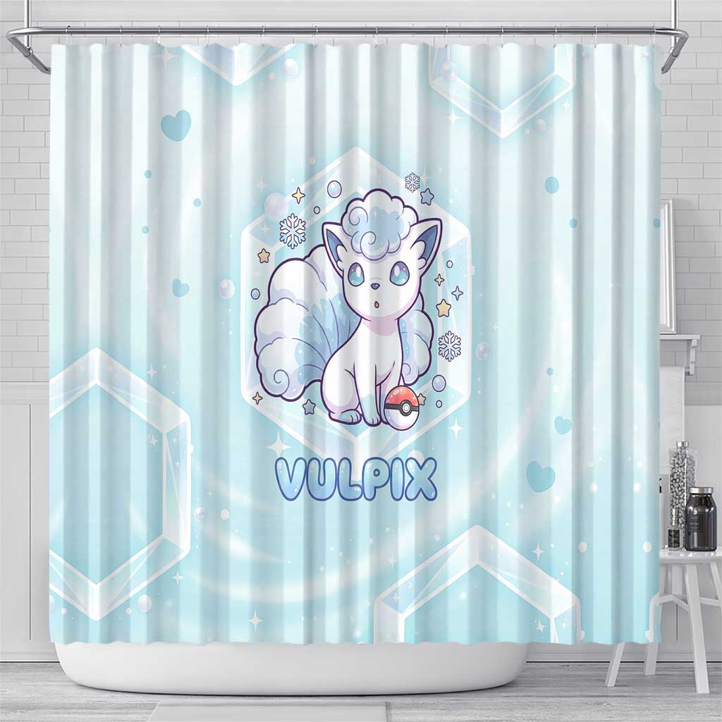 Vulpix Shower Curtain Frosted Pastel Ice Crystal Art