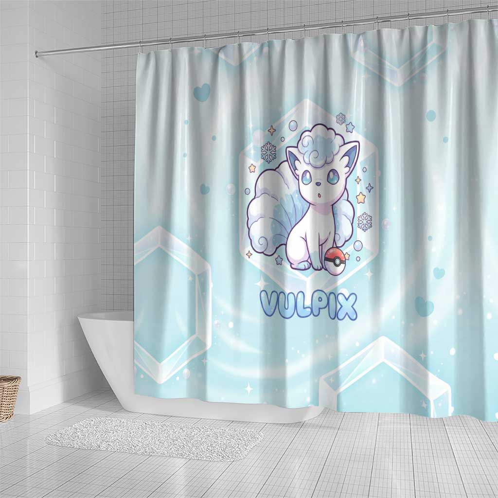 Vulpix Shower Curtain Frosted Pastel Ice Crystal Art