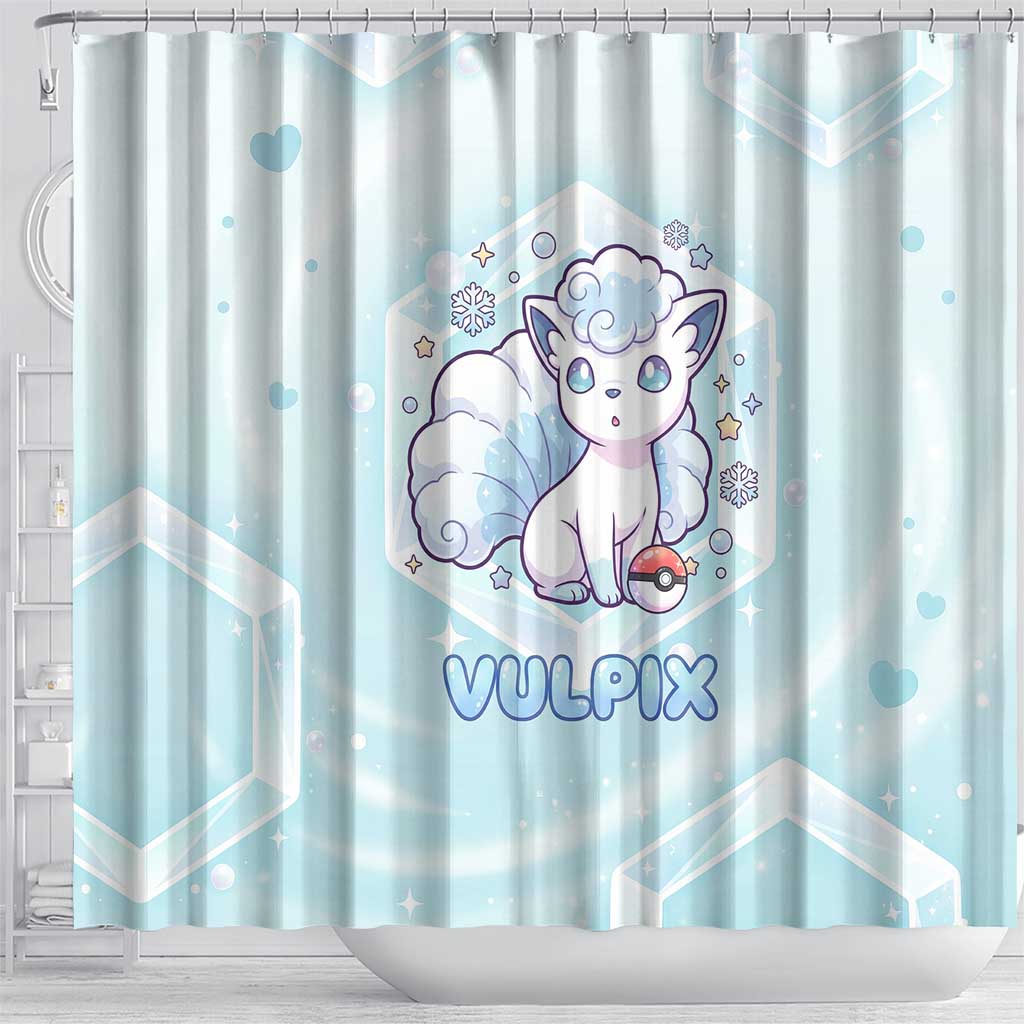 Vulpix Shower Curtain Frosted Pastel Ice Crystal Art