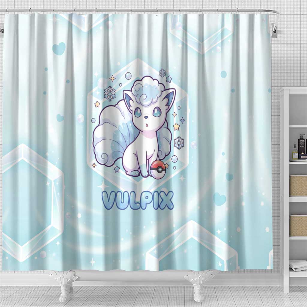 Vulpix Shower Curtain Frosted Pastel Ice Crystal Art