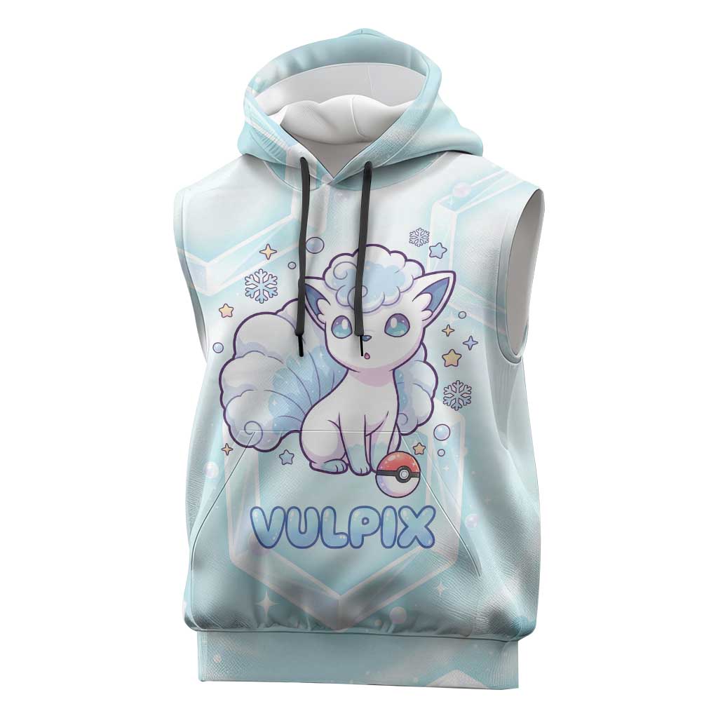 Vulpix Sleeveless Hoodie Frosted Pastel Ice Crystal Art