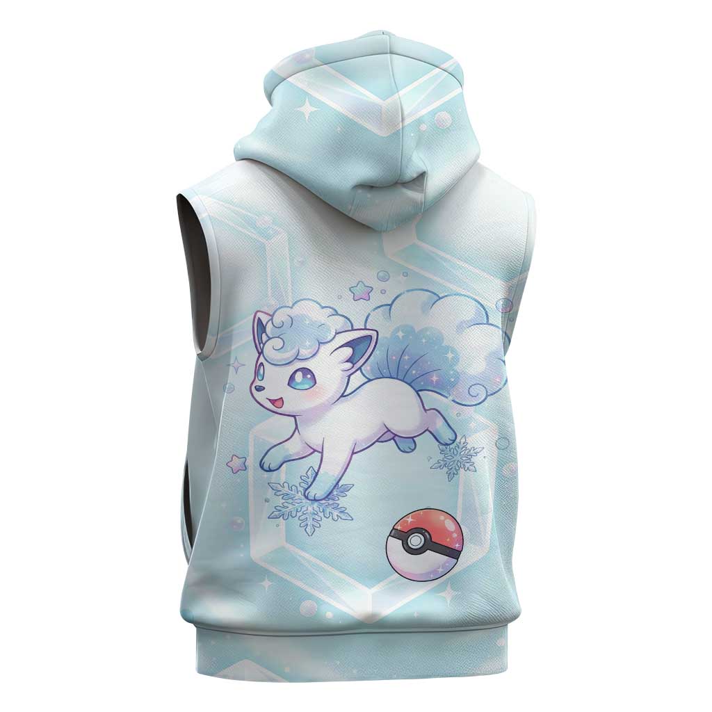 Vulpix Sleeveless Hoodie Frosted Pastel Ice Crystal Art