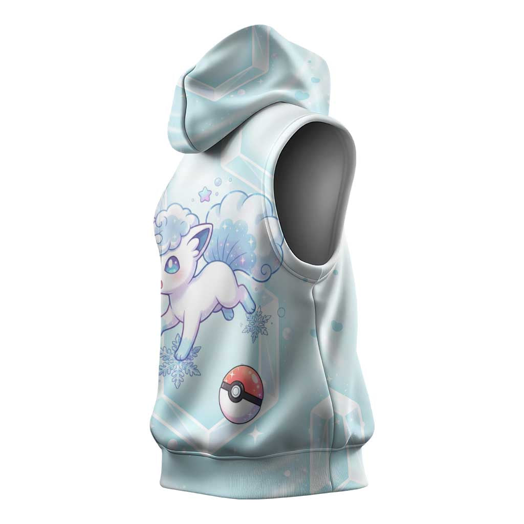 Vulpix Sleeveless Hoodie Frosted Pastel Ice Crystal Art