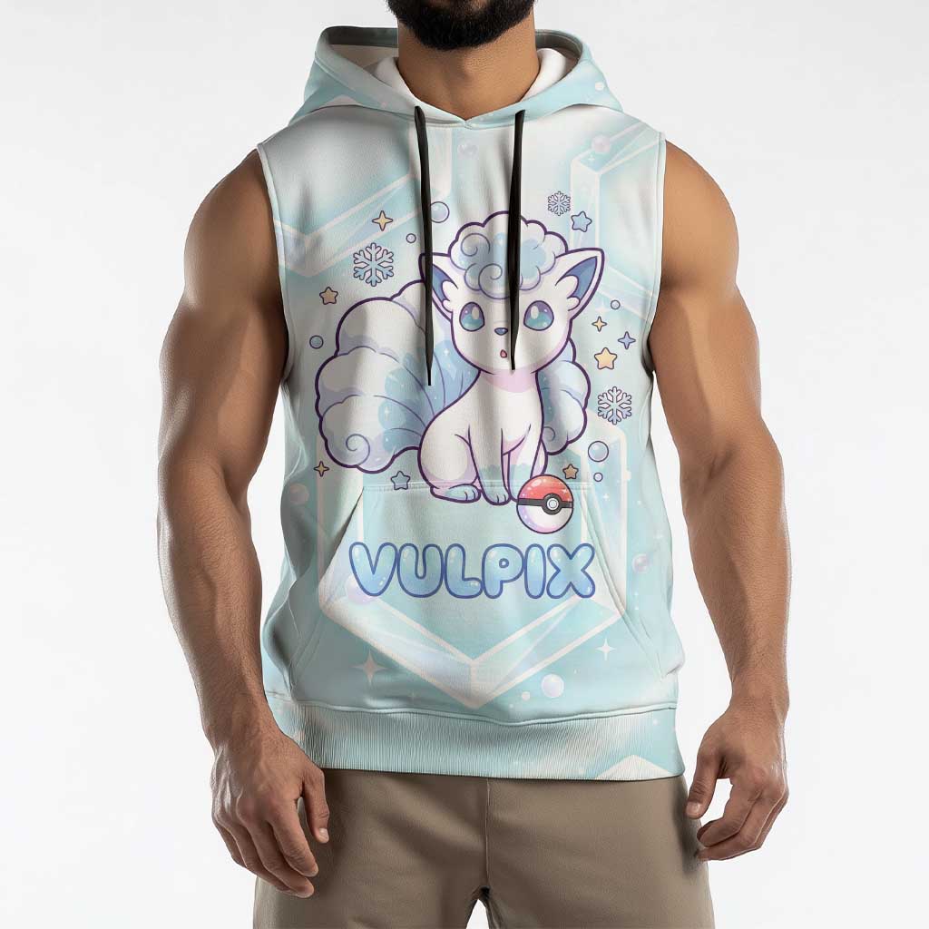 Vulpix Sleeveless Hoodie Frosted Pastel Ice Crystal Art