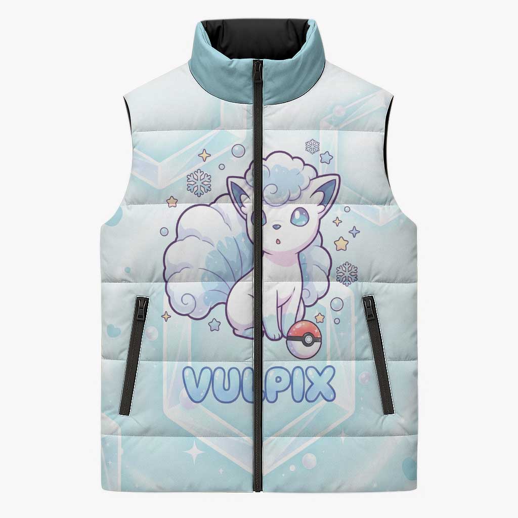 Vulpix Sleeveless Puffer Jacket Frosted Pastel Ice Crystal Art