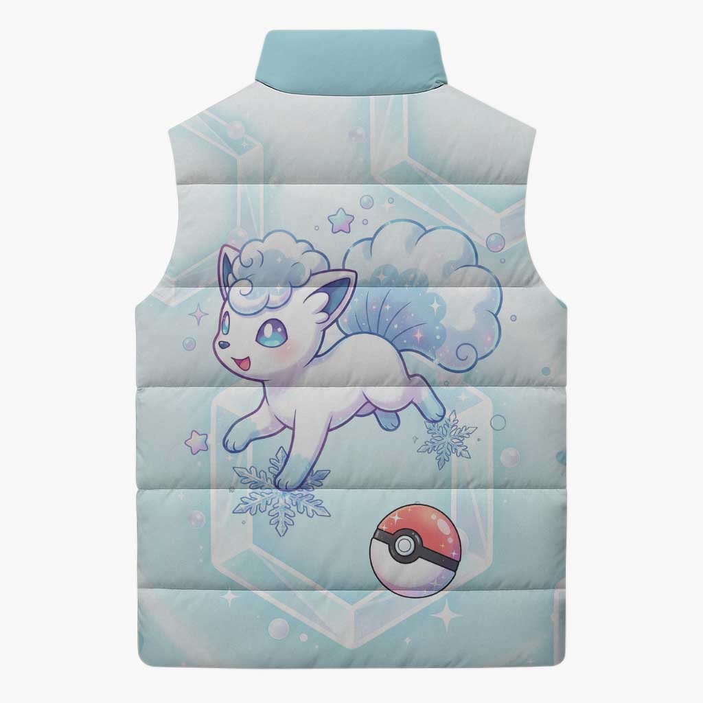 Vulpix Sleeveless Puffer Jacket Frosted Pastel Ice Crystal Art