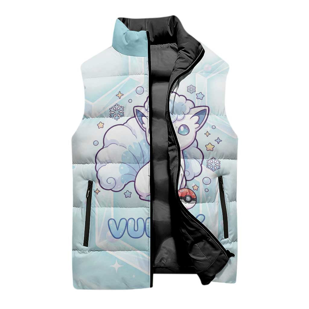 Vulpix Sleeveless Puffer Jacket Frosted Pastel Ice Crystal Art