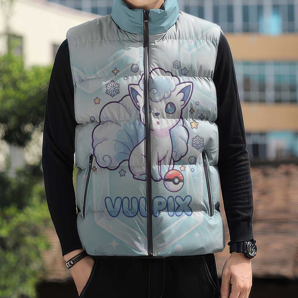 Vulpix Sleeveless Puffer Jacket Frosted Pastel Ice Crystal Art