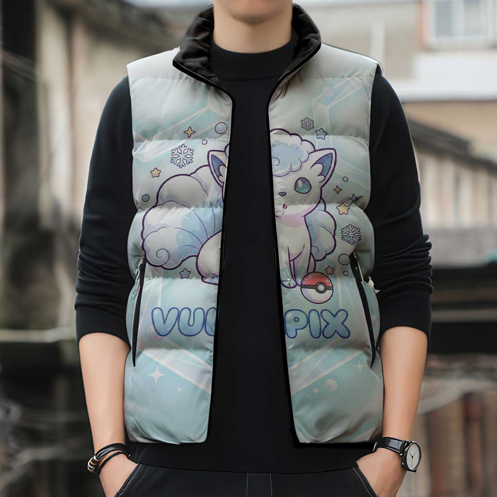 Vulpix Sleeveless Puffer Jacket Frosted Pastel Ice Crystal Art