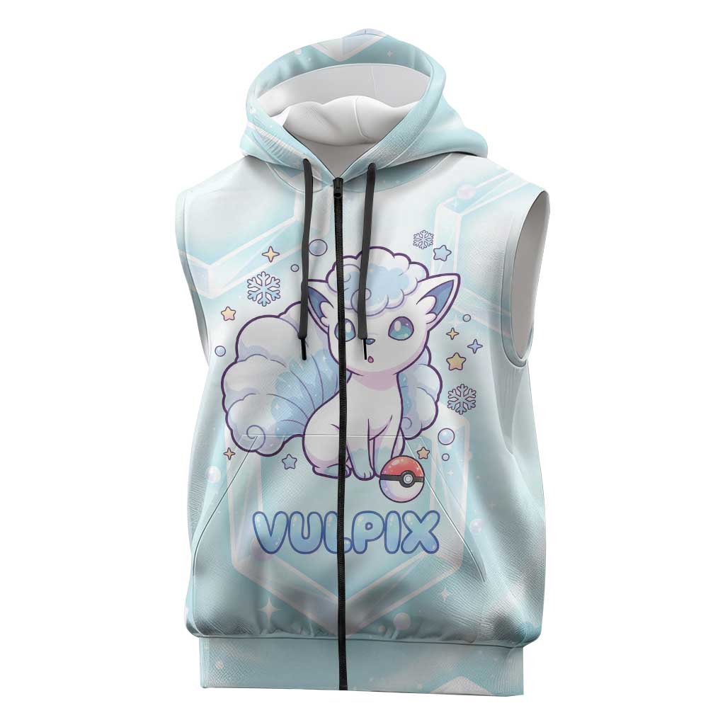 Vulpix Sleeveless Zip Hoodie Frosted Pastel Ice Crystal Art
