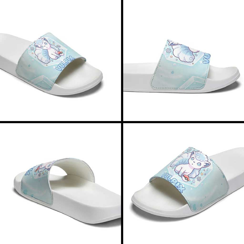 Vulpix Slide Sandals Frosted Pastel Ice Crystal Art