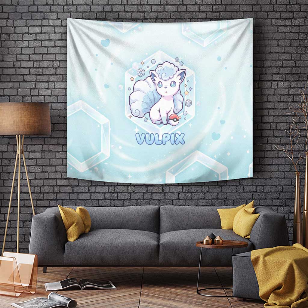 Vulpix Tapestry Frosted Pastel Ice Crystal Art