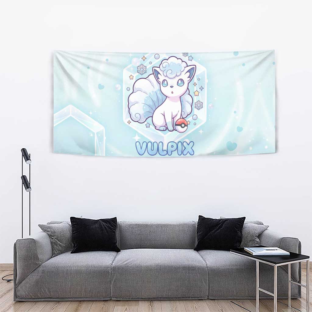 Vulpix Tapestry Frosted Pastel Ice Crystal Art