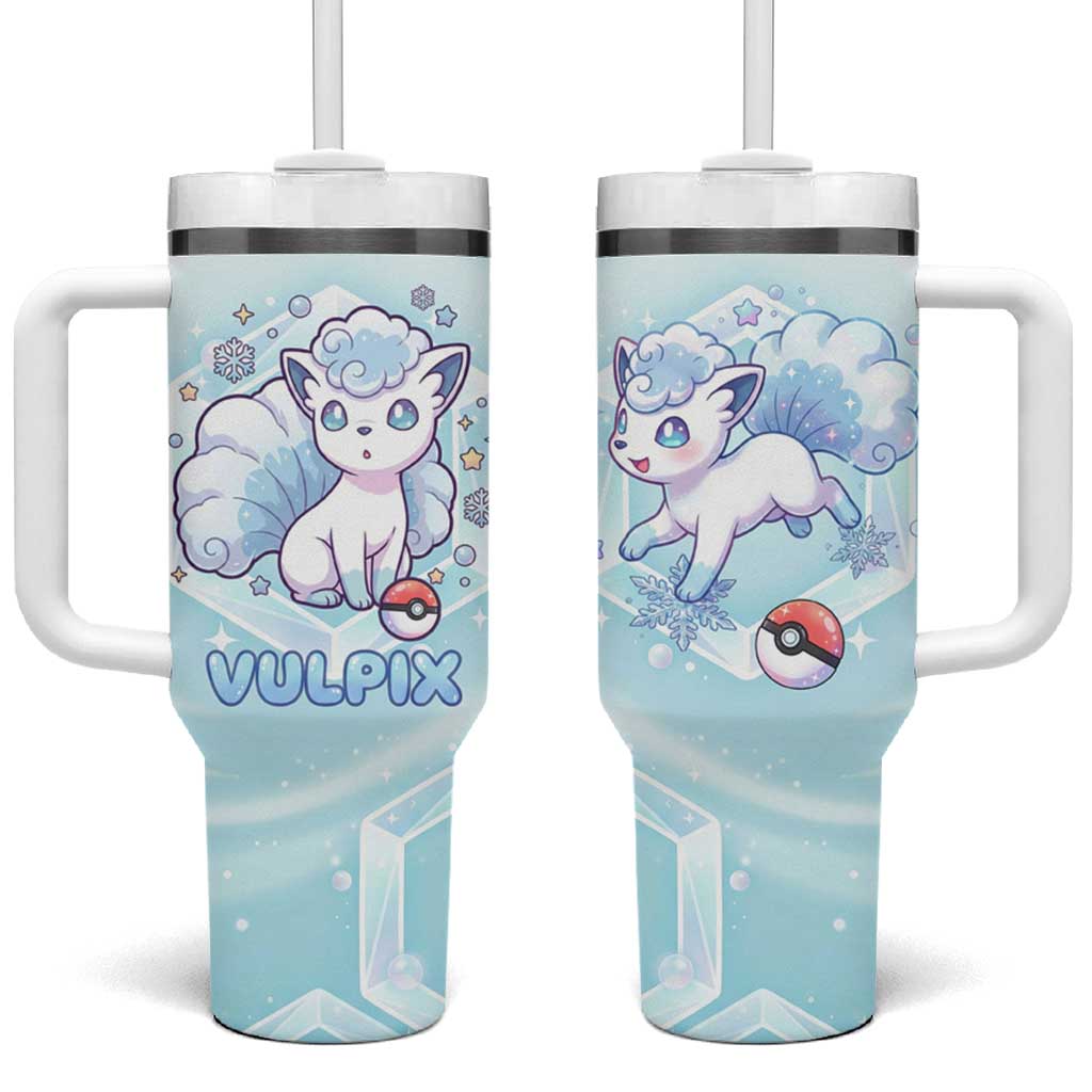 Vulpix Tumbler With Handle Frosted Pastel Ice Crystal Art