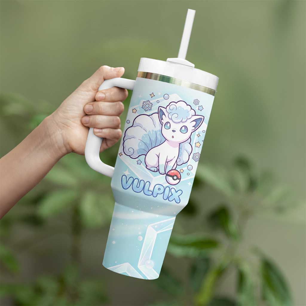Vulpix Tumbler With Handle Frosted Pastel Ice Crystal Art