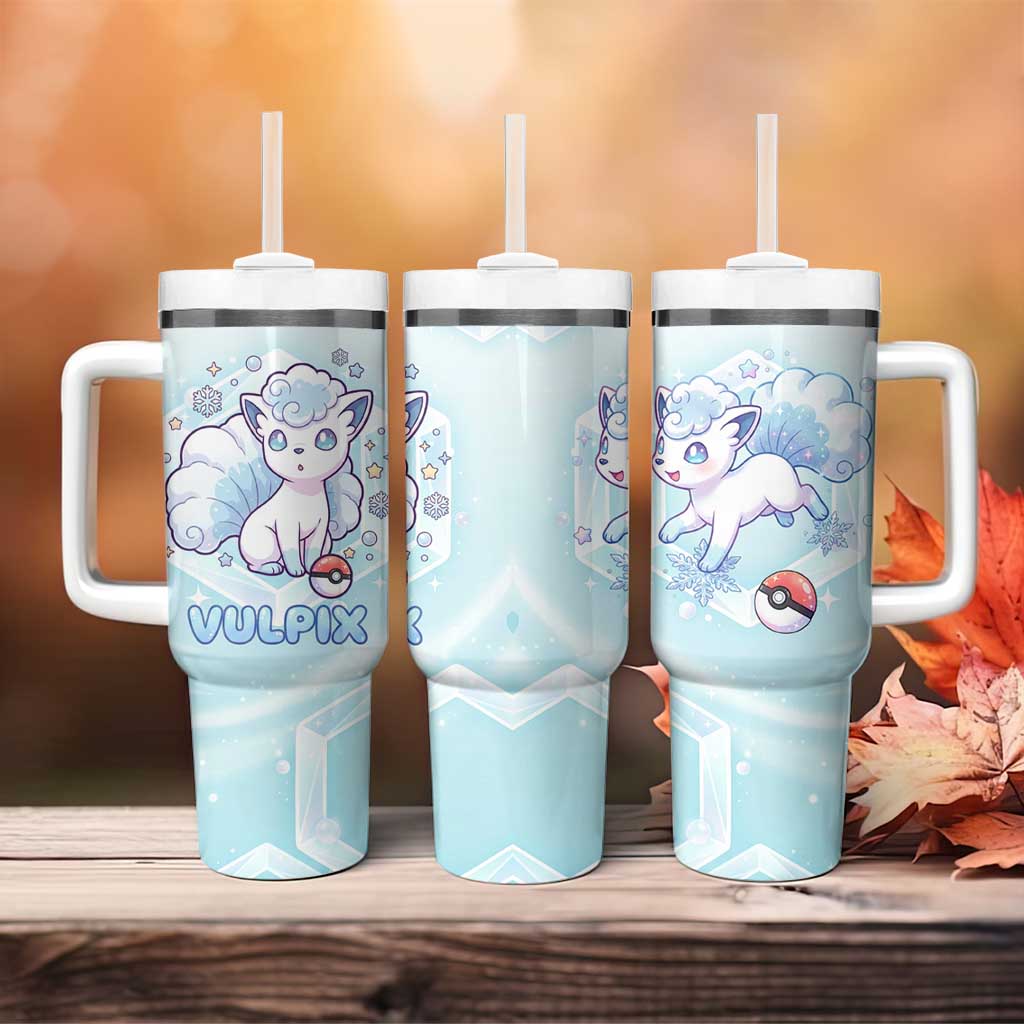 Vulpix Tumbler With Handle Frosted Pastel Ice Crystal Art