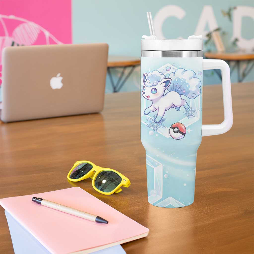 Vulpix Tumbler With Handle Frosted Pastel Ice Crystal Art