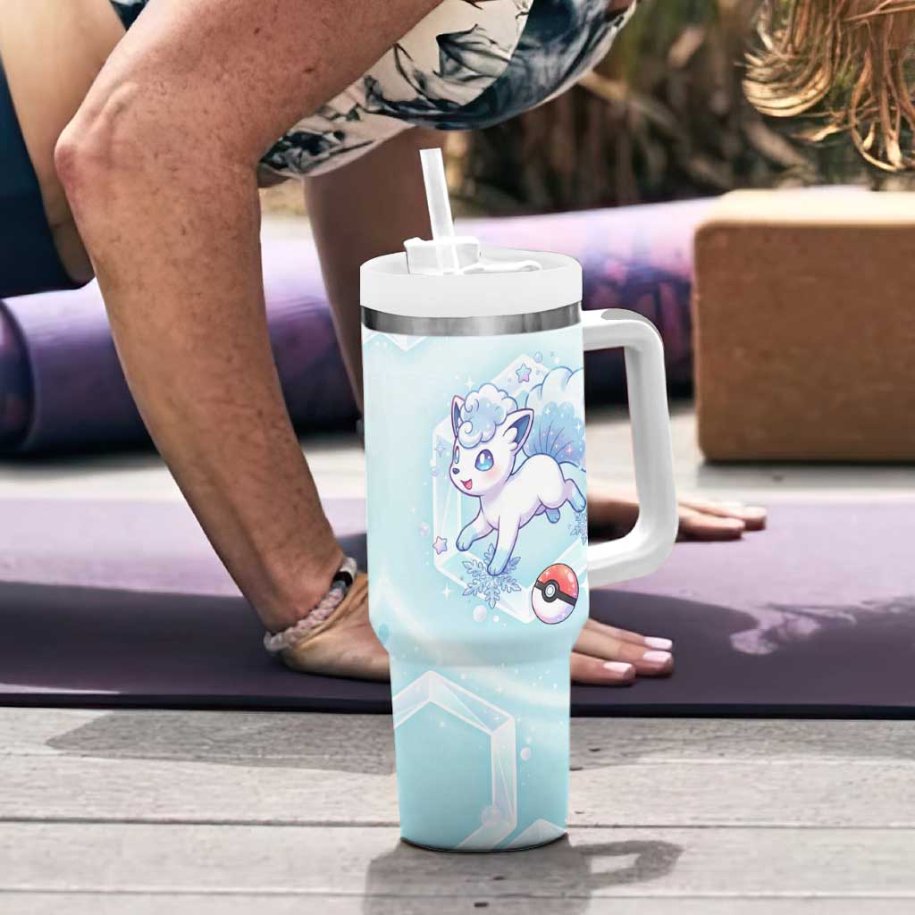 Vulpix Tumbler With Handle Frosted Pastel Ice Crystal Art