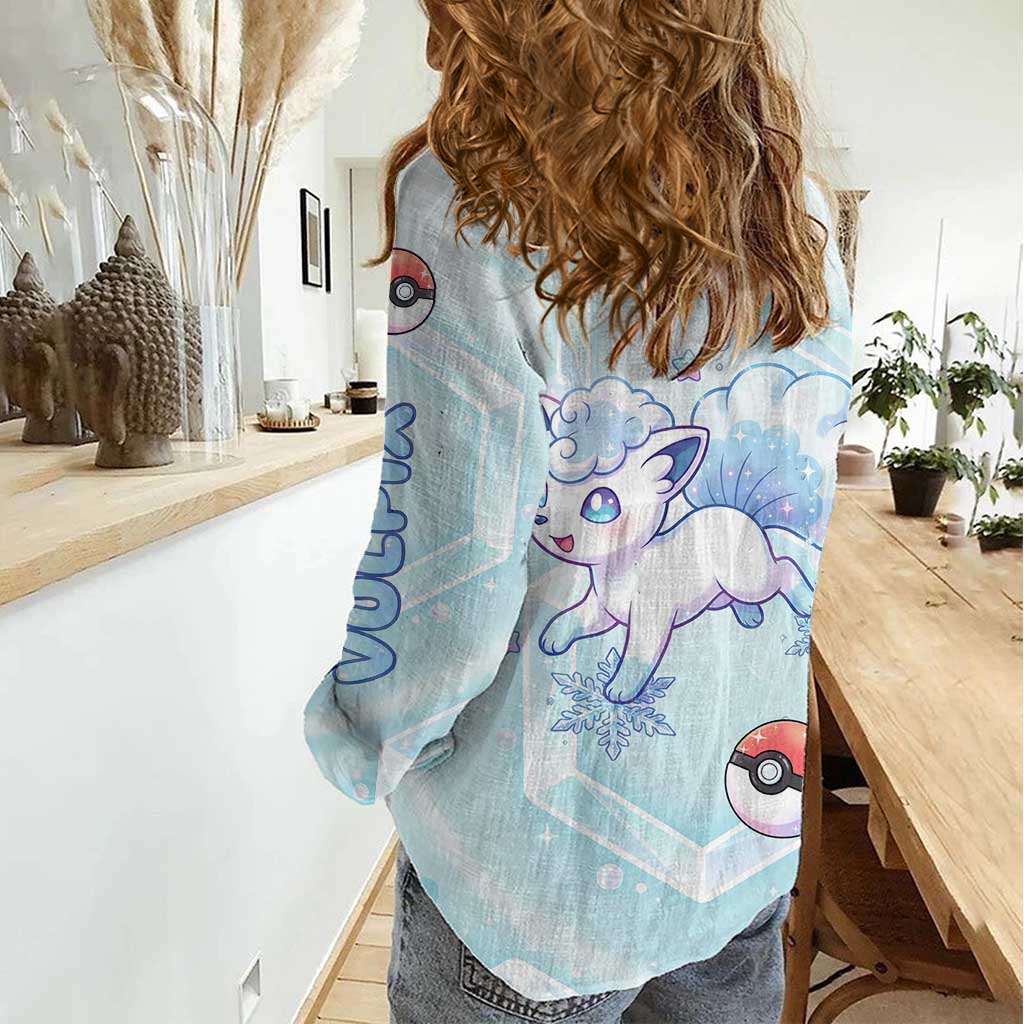 Vulpix Women Casual Shirt Frosted Pastel Ice Crystal Art