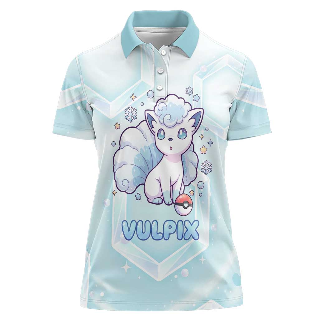 Vulpix Women Polo Shirt Frosted Pastel Ice Crystal Art