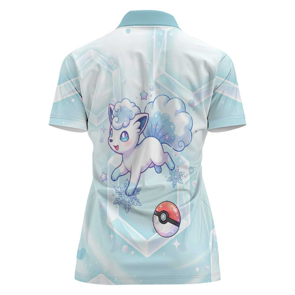 Vulpix Women Polo Shirt Frosted Pastel Ice Crystal Art
